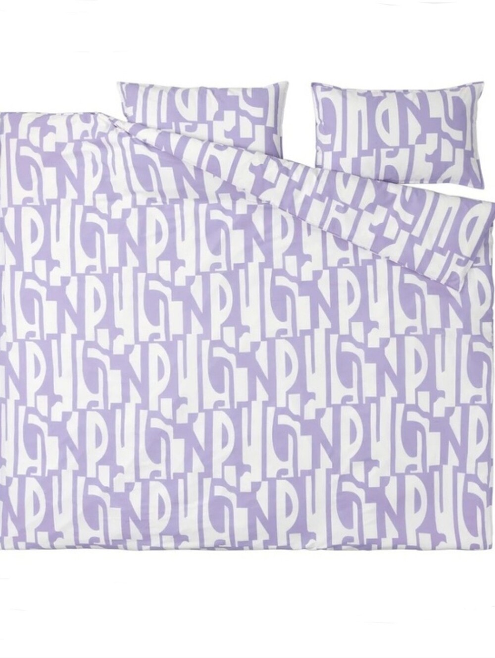 (Retired) IKEA BERGHEMLOCK Lavender and White Geometric Duvet Cover Set